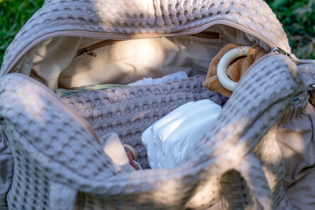 Sac à langer en coton gaufré – Coloris Latté