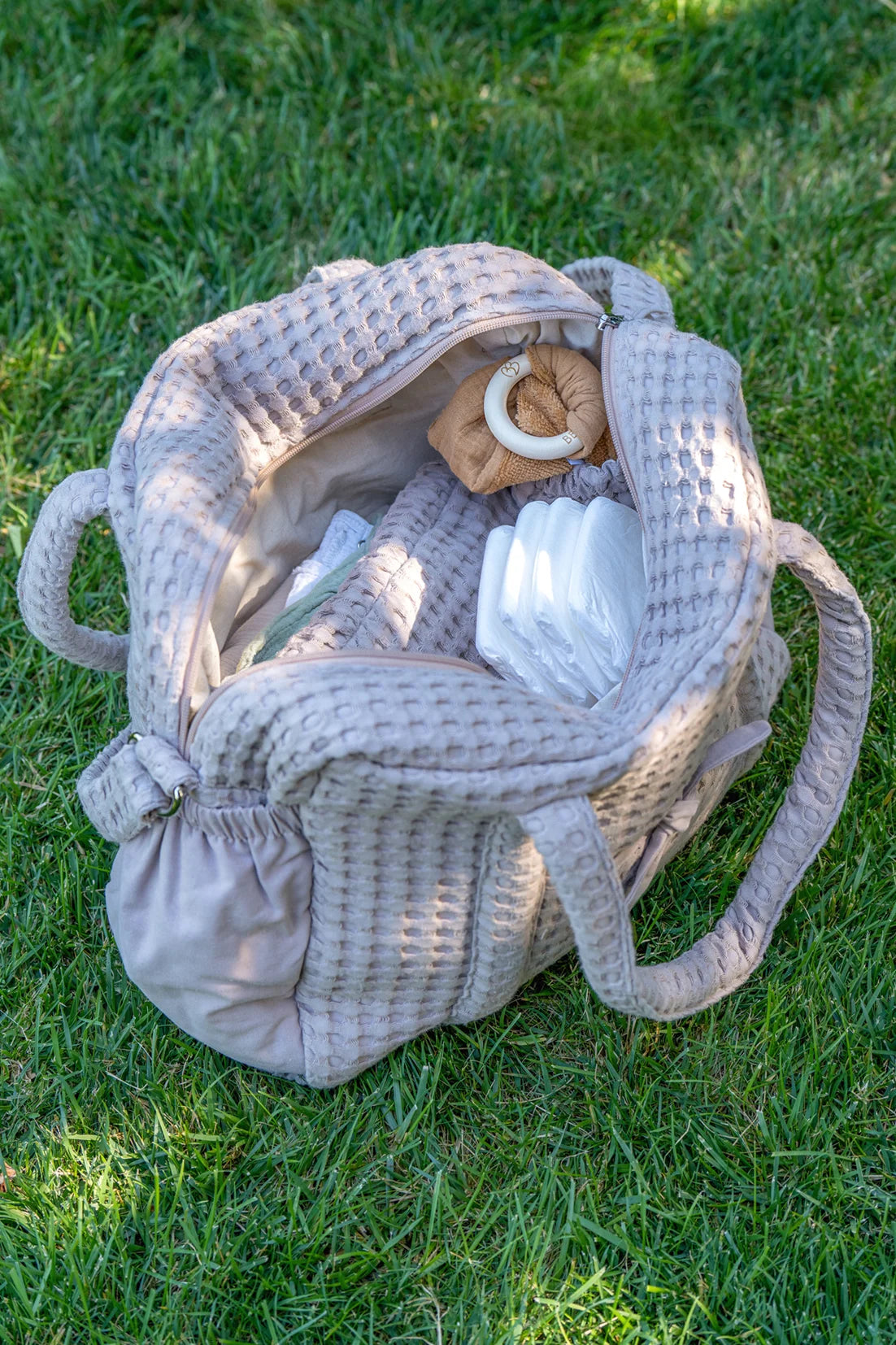 Sac à langer en coton gaufré – Coloris Latté