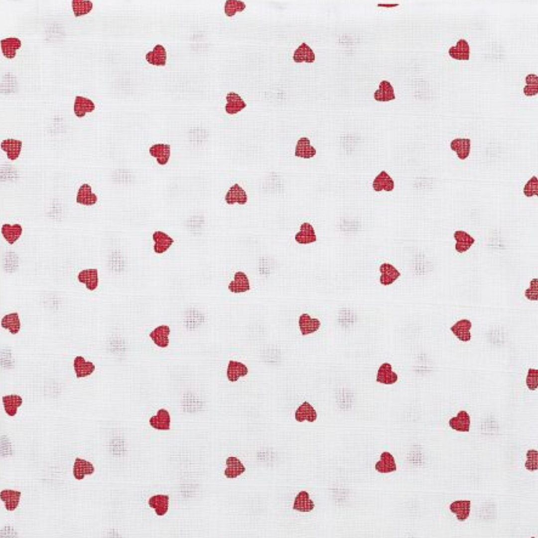 Lot de 2 langes coeurs rouges 120x120cm MEYCO BABY