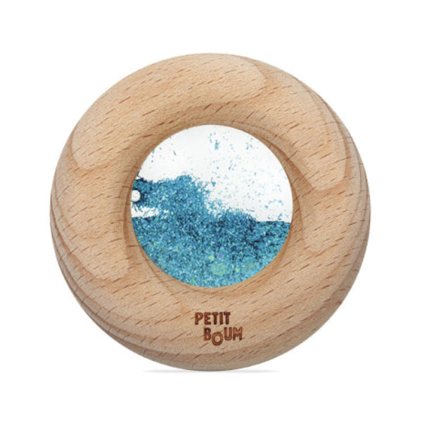 Donut jouet d’éveil sensoriel turquoise – jouet en bois bébé PETIT BOOM