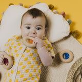 Donut jouet d’éveil sensoriel turquoise – jouet en bois bébé PETIT BOOM