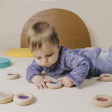Donut jouet d’éveil sensoriel turquoise – jouet en bois bébé PETIT BOOM