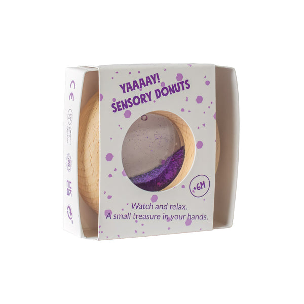 Donut jouet d’éveil sensoriel violet – jouet en bois bébé PETIT BOOM