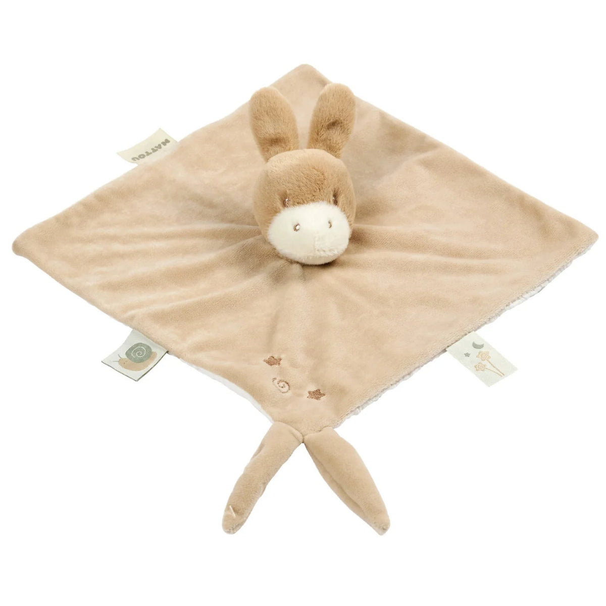 Doudou Âne LouLou – 28 x 28 cm – Caramel clair – Nattou NATTOU