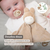 Doudou Âne LouLou – 28 x 28 cm – Caramel clair – Nattou NATTOU