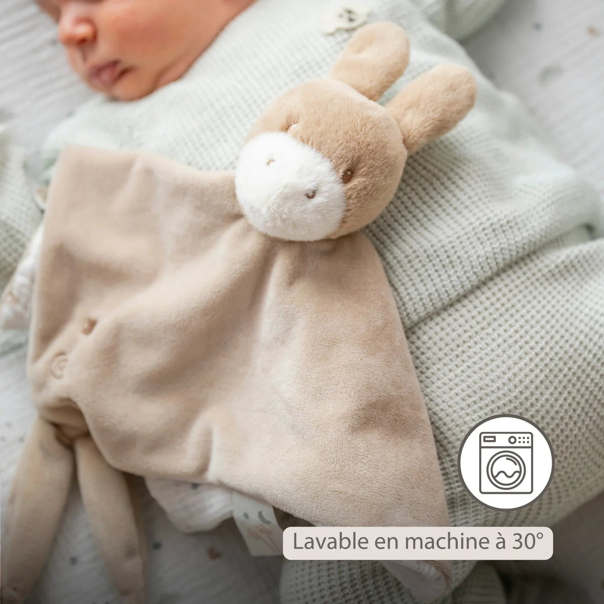 Doudou Âne LouLou – 28 x 28 cm – Caramel clair – Nattou NATTOU