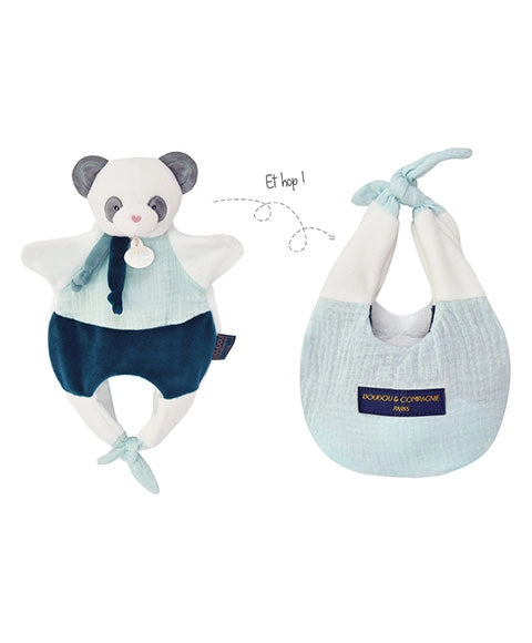 Doudou Panda marionnette - Petit sac - Amusette 3 EN 1