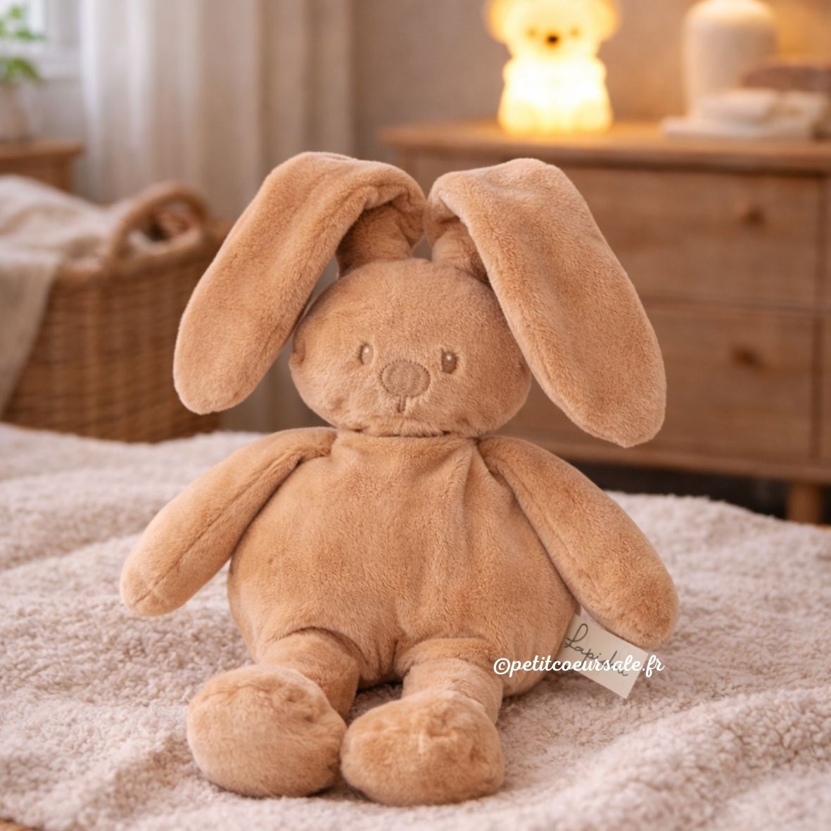 Doudou lapin en peluche 30 cm – Peluche douce bébé beige chaud NATTOU