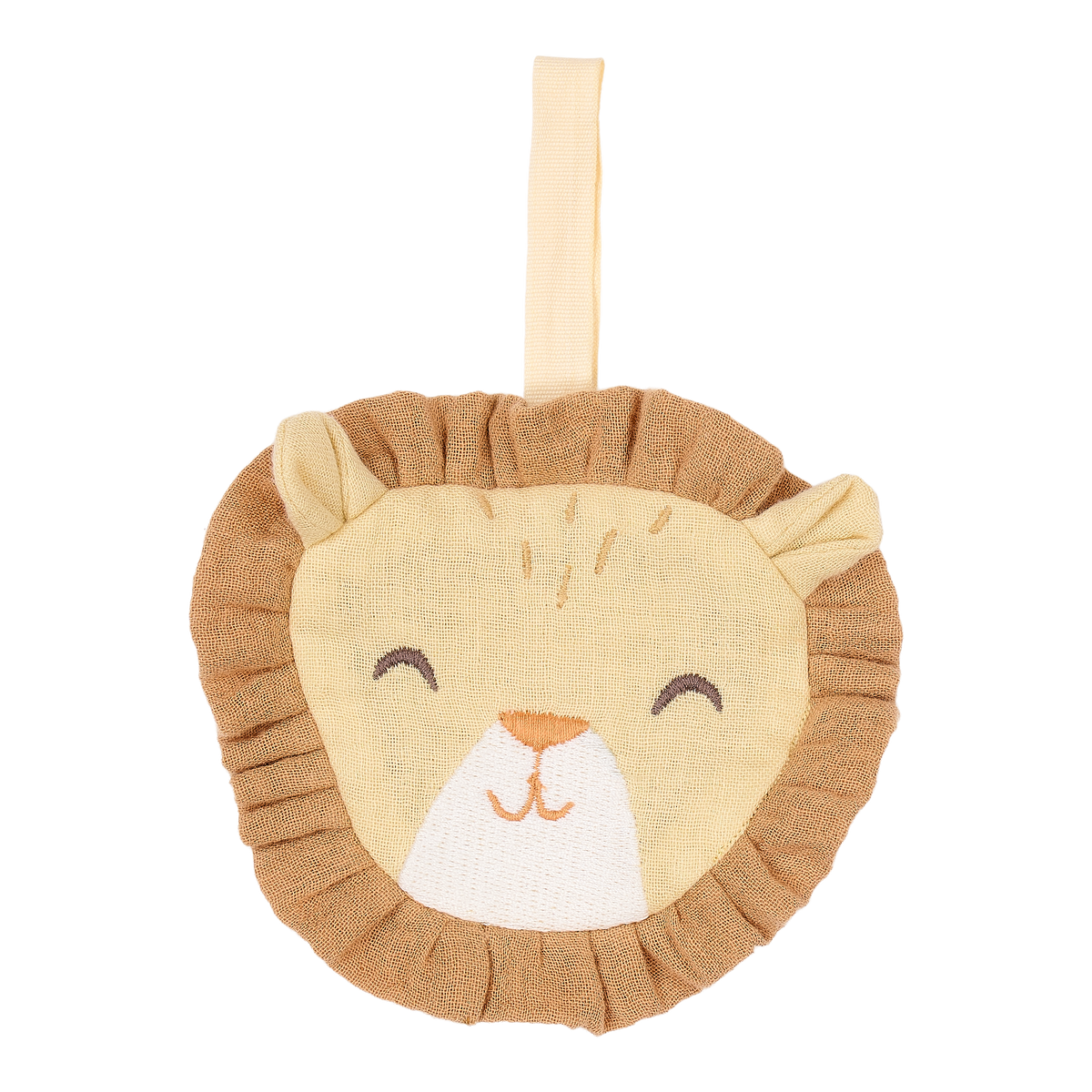 Doudou attache-tétine lion en coton bio : l’indispensable pour le confort et le quotidien de bébé.