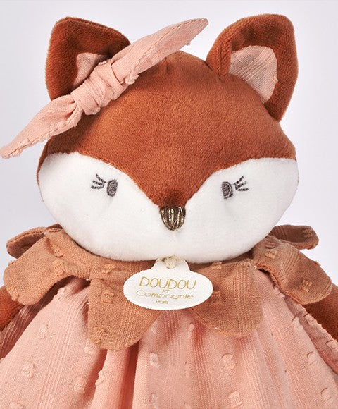 Doudou bébé renard Mina – doudou plat naissance 29 cm
