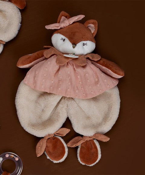 Doudou bébé renard Mina – doudou plat naissance 29 cm