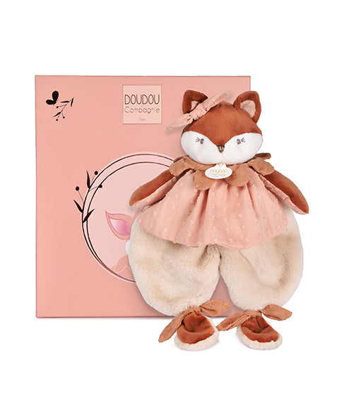 Doudou bébé renard Mina – doudou plat naissance 29 cm