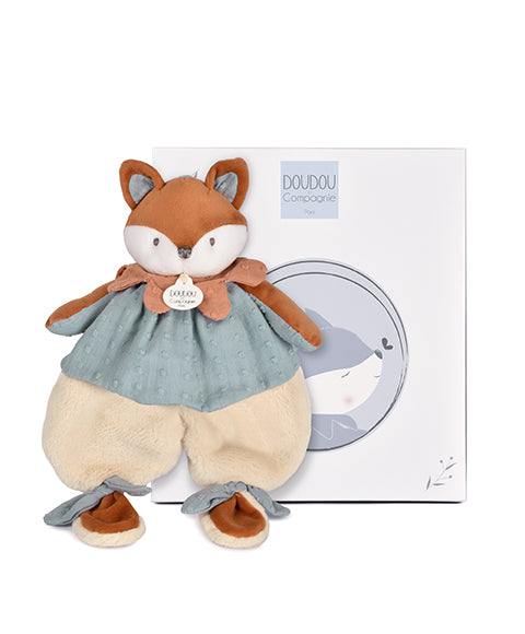 Doudou bébé renard Timo – doudou plat naissance 29 cm
