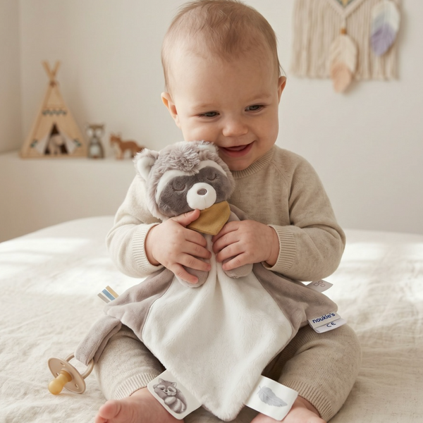 Le doudou d'activités Raku Noukie's accompagne bébé dès la naissance avec douceur et praticité. Sa boucle multifonction, sa marionnette intégrée, ses rubans sensoriels et ses matières ultra douces en font un compagnon complet qui rassure, stimule les sens et suit votre enfant dans toutes ses aventures. Doudou d'activités Raku Noukie's dès la naissance avec boucle multifonction, marionnette intégrée et rubans sensoriels pour accompagner bébé au quotidien.