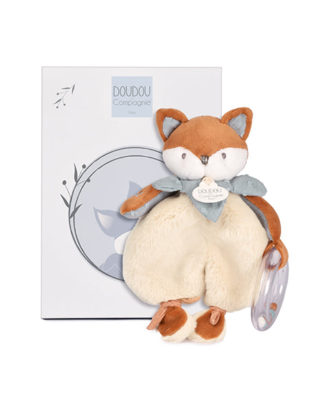 Doudou hochet bébé naissance – éveil sensoriel 18 cm Timo