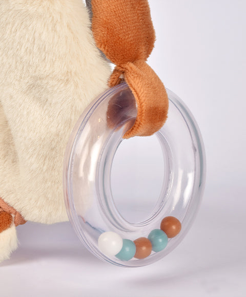 Doudou hochet bébé naissance – éveil sensoriel 18 cm Timo
