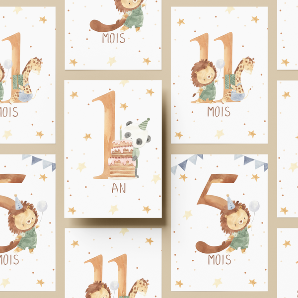 Cartes étapes mes 12 premiers mois étoilés Petit coeur salé