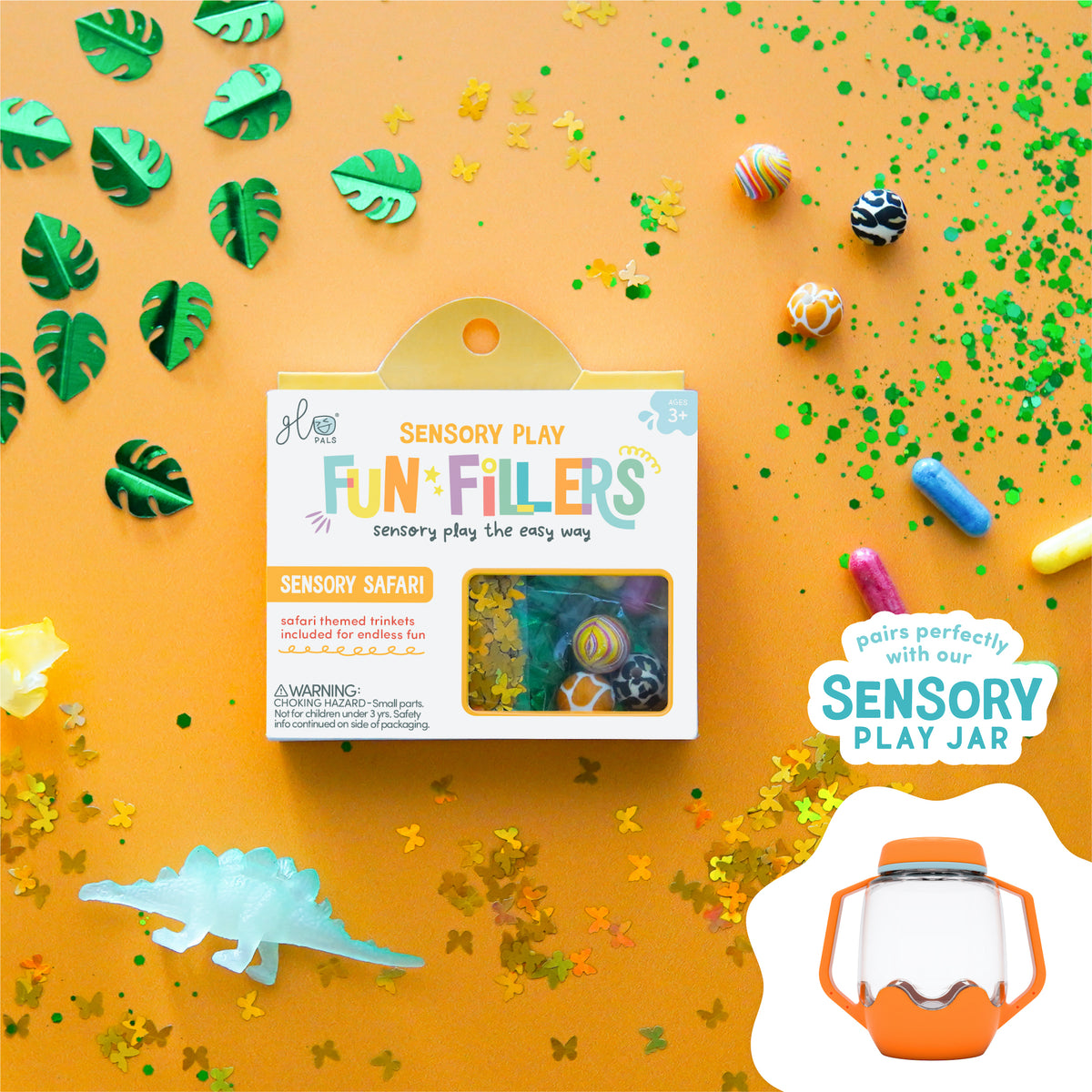 Fun Fillers Safari : accessoires sensoriels à thème pour bacs sensoriels et Sensory Play Jar®. Dès 3 ans pour éveil et créativité.