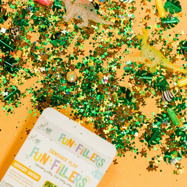 Fun Fillers Safari : accessoires sensoriels à thème pour bacs sensoriels et Sensory Play Jar®. Dès 3 ans pour éveil et créativité.