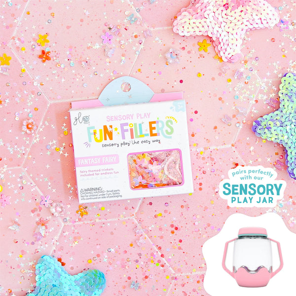 Créez un monde magique avec les Fun Fillers Fairy 🧚♀️ ! Accessoires sensoriels scintillants pour jeux d’éveil, pâte à modeler, eau, riz ou slime. Dès 3 ans.