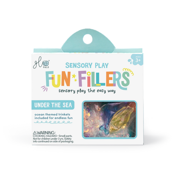 Créez un monde magique avec les Fun Fillers Ocean ! Accessoires sensoriels scintillants pour jeux d’éveil, pâte à modeler, eau, riz ou slime. Dès 3 ans.
