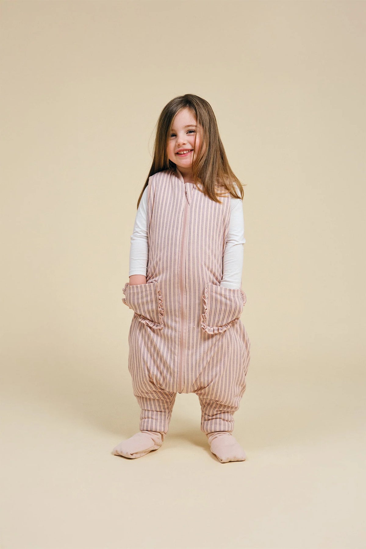 Gigoteuse à pieds avec chaussettes antidérapantes Navy & Pink Stripes – TOG 2.5
