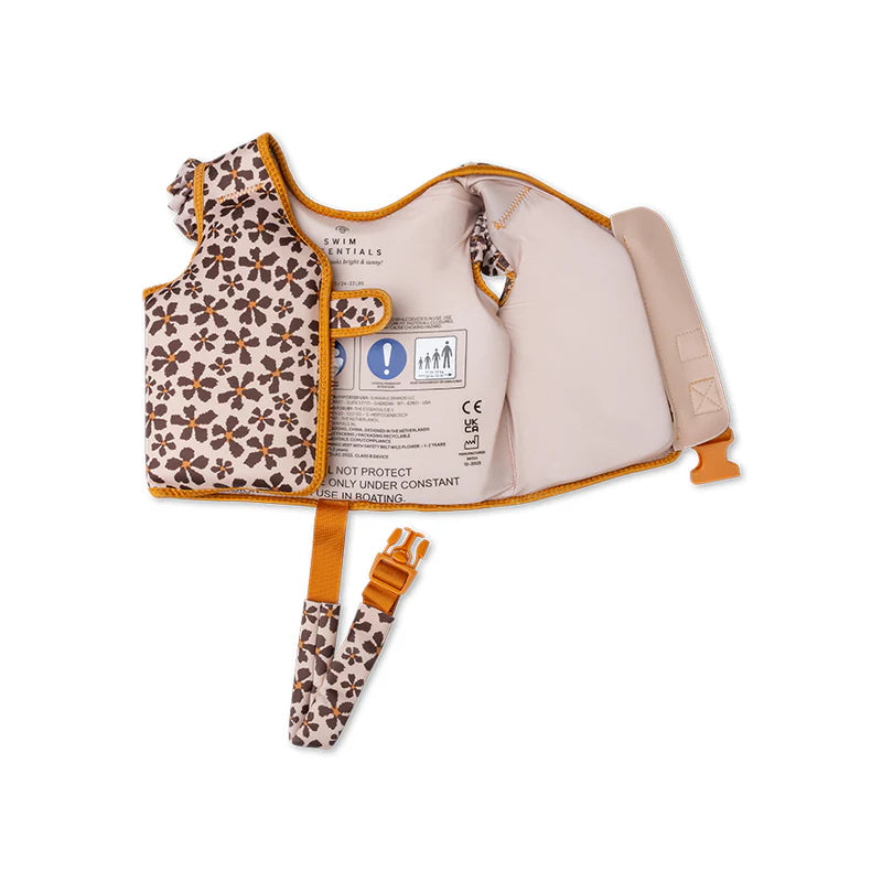 Gilet de bain enfant Orange - Wild Flower – gilet de natation 2 à 3 ans Swim Essentials