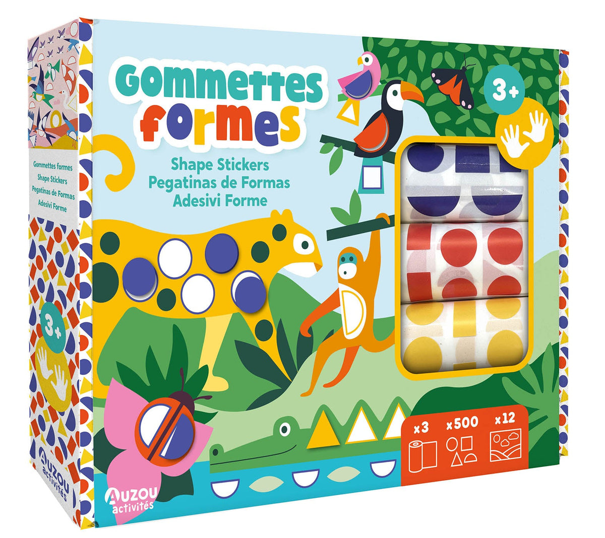 Gommettes formes – 3 rouleaux de 500 gommettes et 12 décors AUZOU