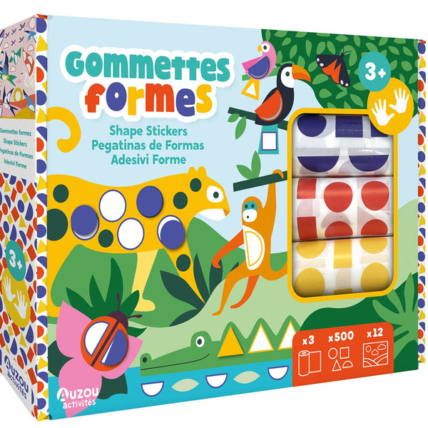 Gommettes formes – 3 rouleaux de 500 gommettes et 12 décors AUZOU