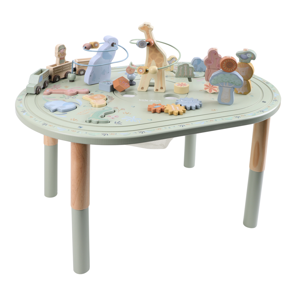 Grande table d’activités en bois Safari Friends – table d’éveil évolutive