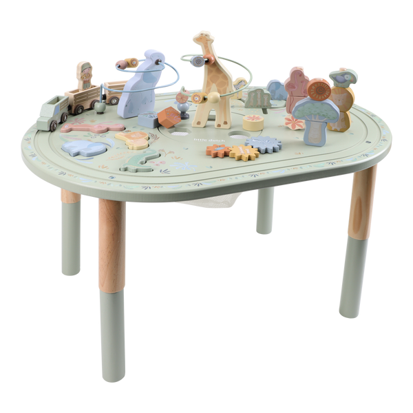 Grande table d’activités en bois Safari Friends – table d’éveil évolutive