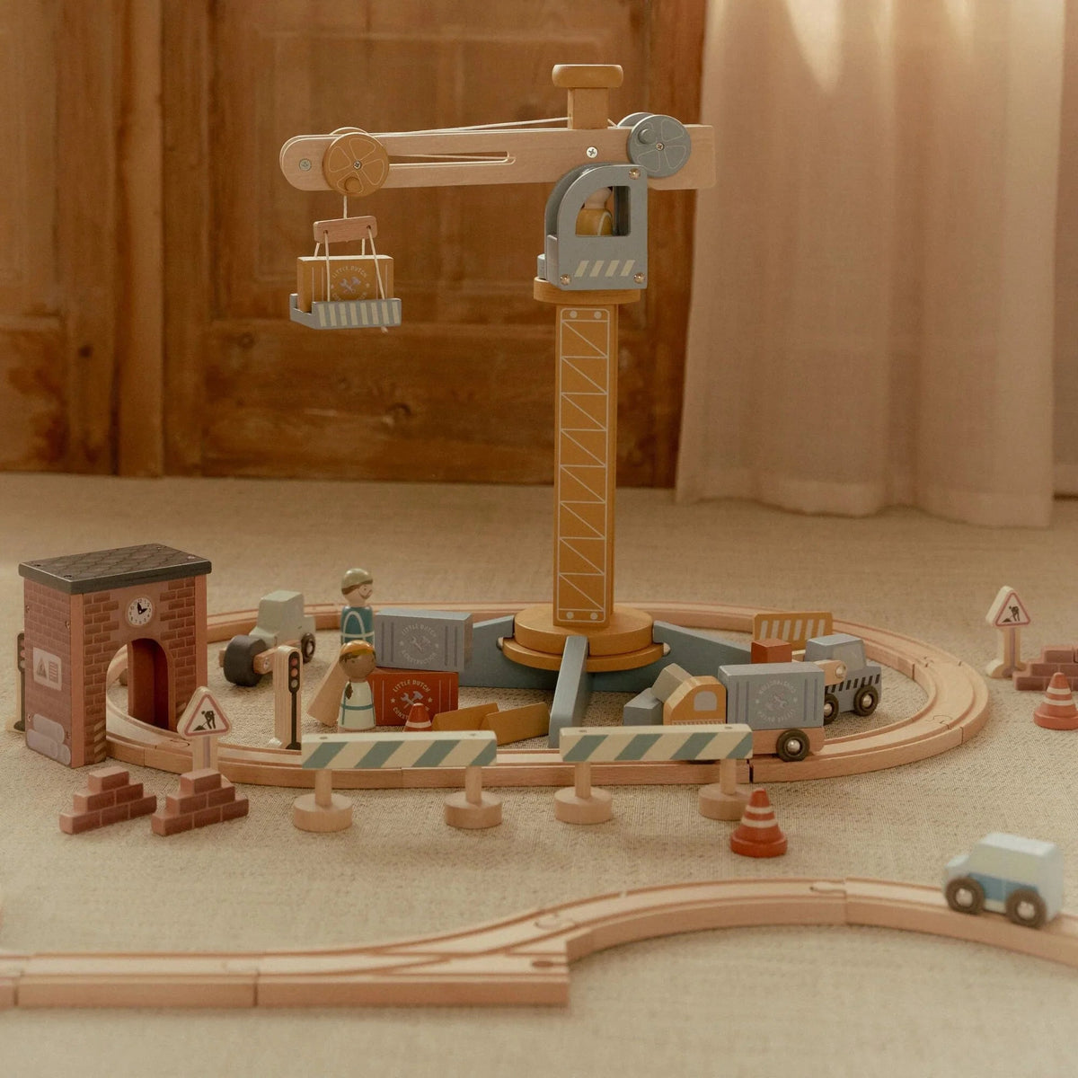 Set grue et chantier de construction en bois FSC LITTLE DUTCH