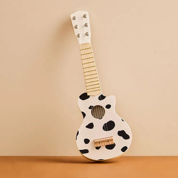 Guitare enfant en bois noir et blanc – jouet musical dès 3 ans