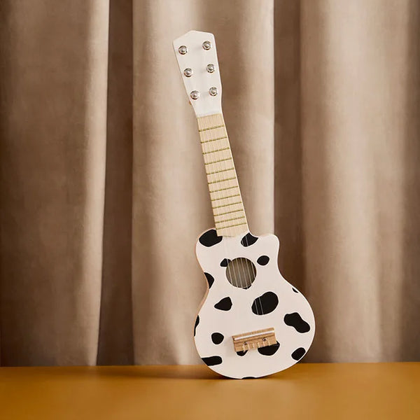 Guitare enfant en bois noir et blanc – jouet musical dès 3 ans