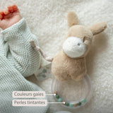 Hochet anneau LouLou Âne – 15 cm – Caramel clair nattou NATTOU