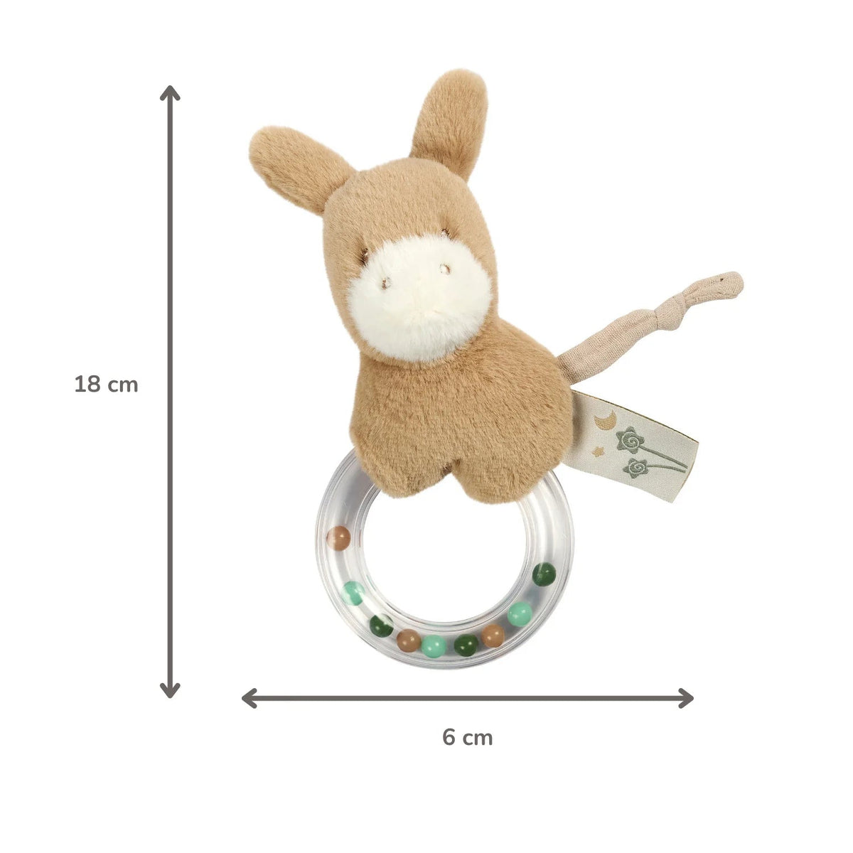Hochet anneau LouLou Âne – 15 cm – Caramel clair nattou NATTOU