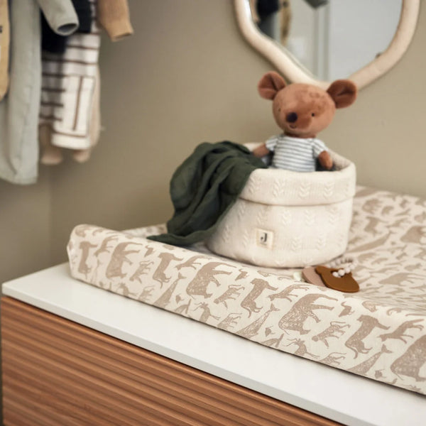 Housse de matelas à langer Jersey Animals Nougat – 50 x 70 cm – Jollein