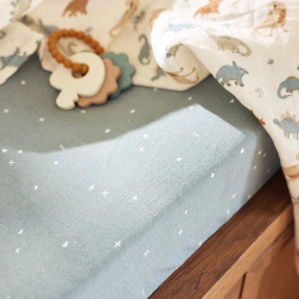 Housse de matelas à langer Jersey Twinkling Sea Green – 50 x 70 cm – Jollein
