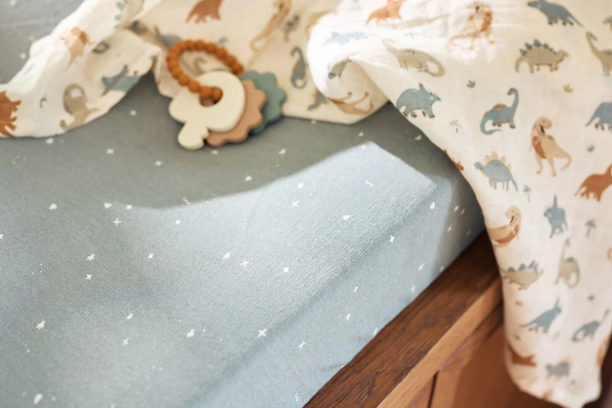 Housse de matelas à langer Jersey Twinkling Sea Green – 50 x 70 cm – Jollein