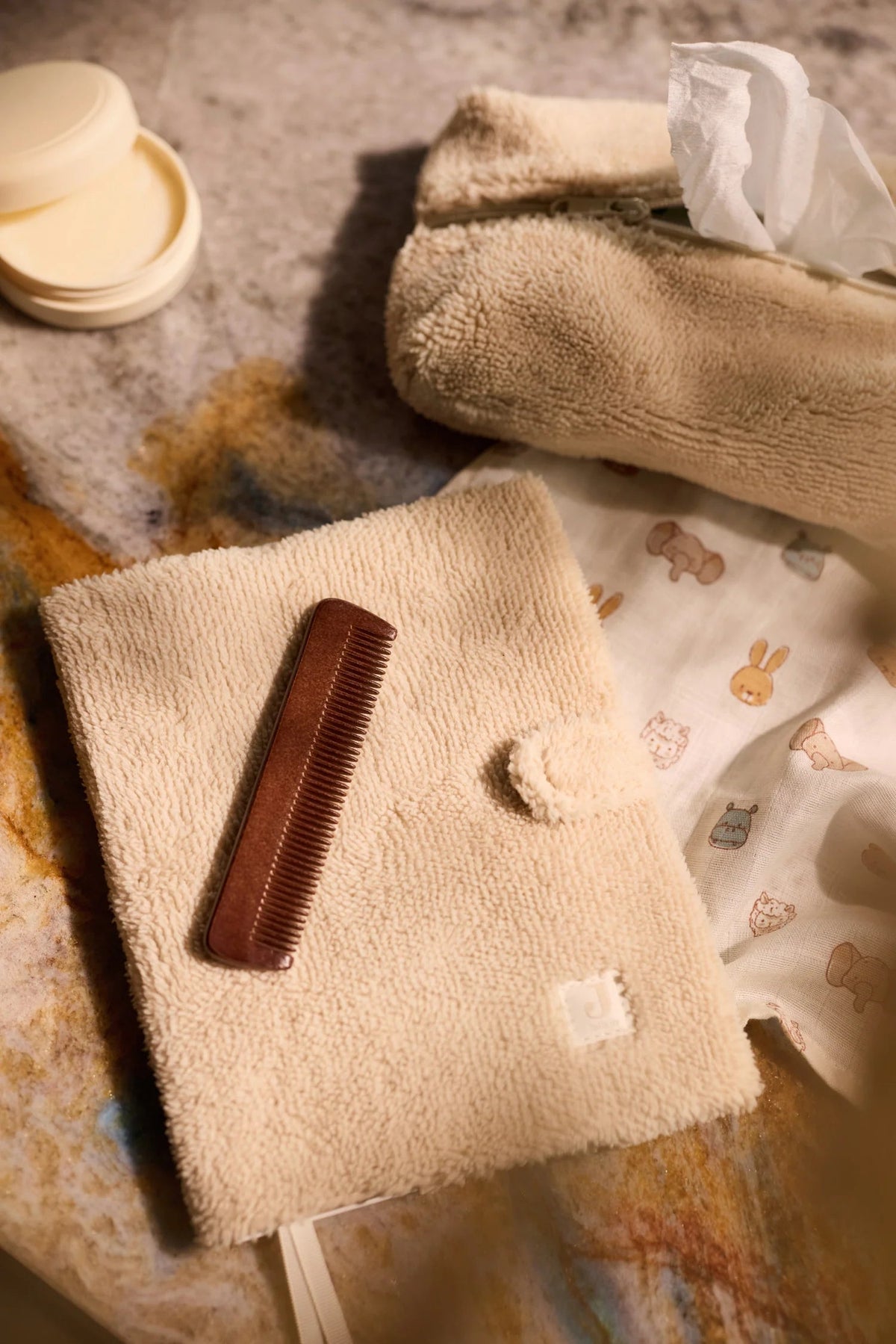 Housse pour lingettes Fluffy Sand – Pochette zippée JOLLEIN