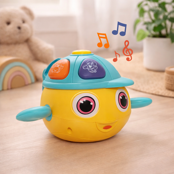 Jouet musical bébé poisson clown dès 12 mois : sons, lumières et mélodies pour stimuler l’éveil. Idée cadeau bébé ludique.