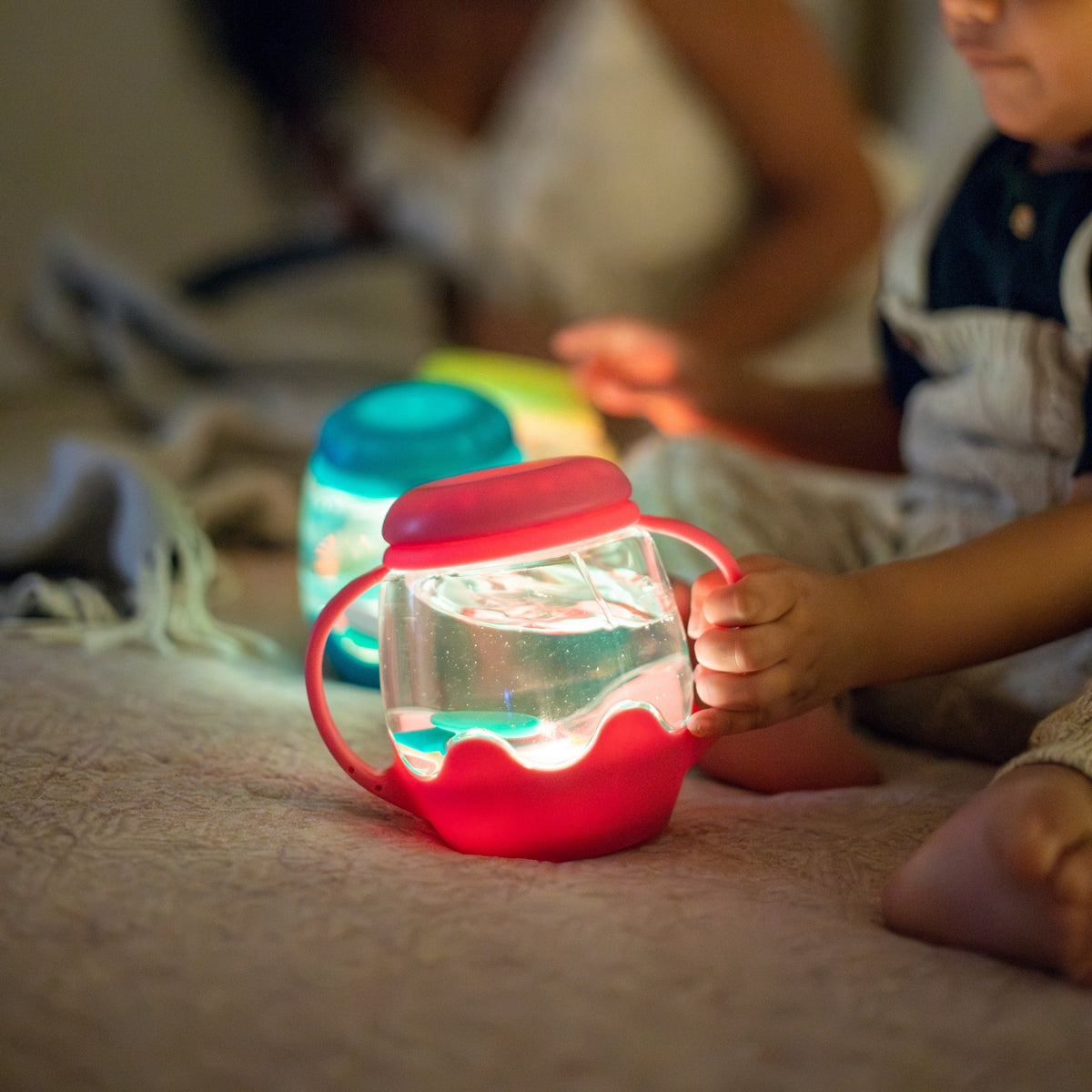 Jarre jouet sensoriel lumineux enfant – bocal apaisant dès 18 mois rose GLO PALS
