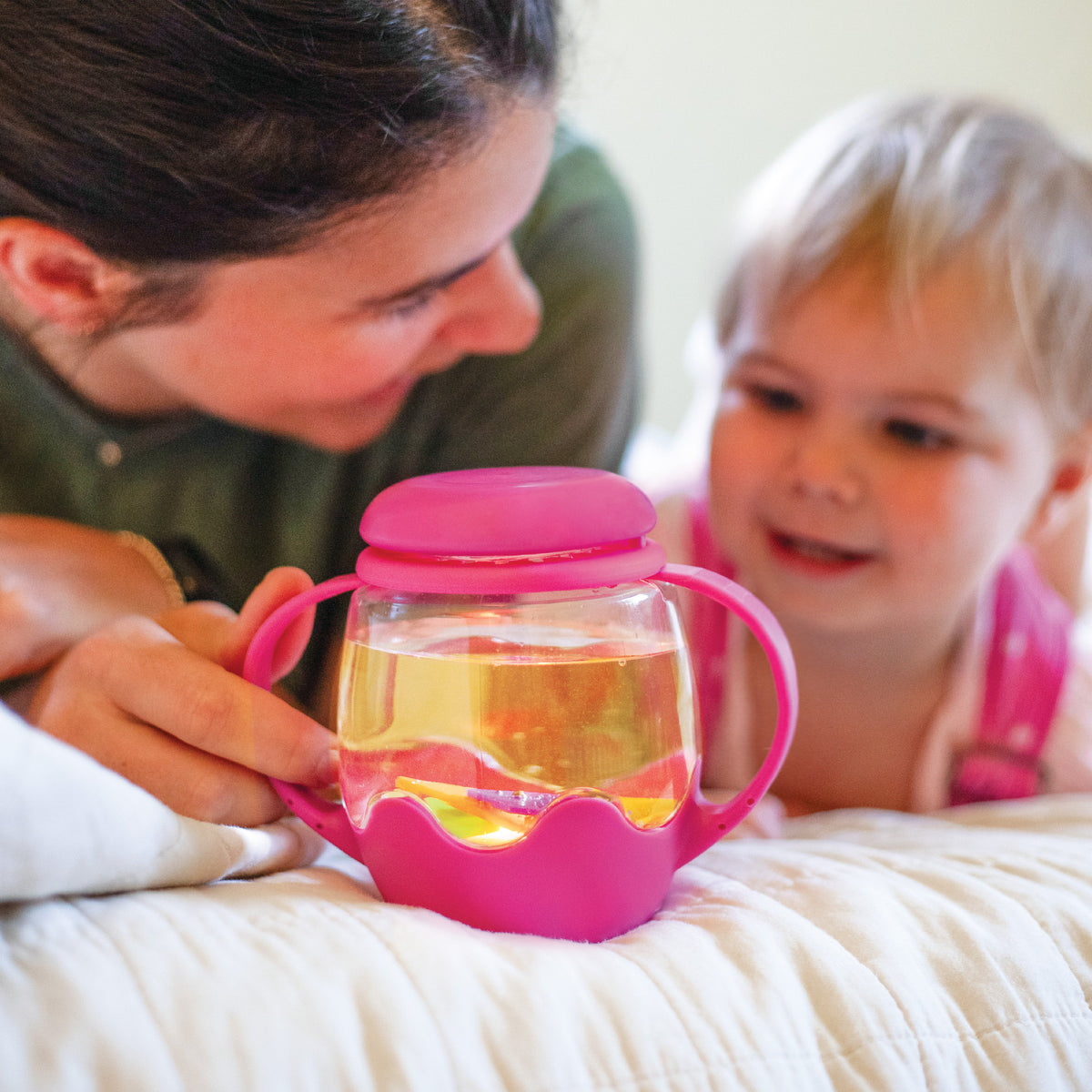 Jarre jouet sensoriel lumineux enfant – bocal apaisant dès 18 mois rose GLO PALS