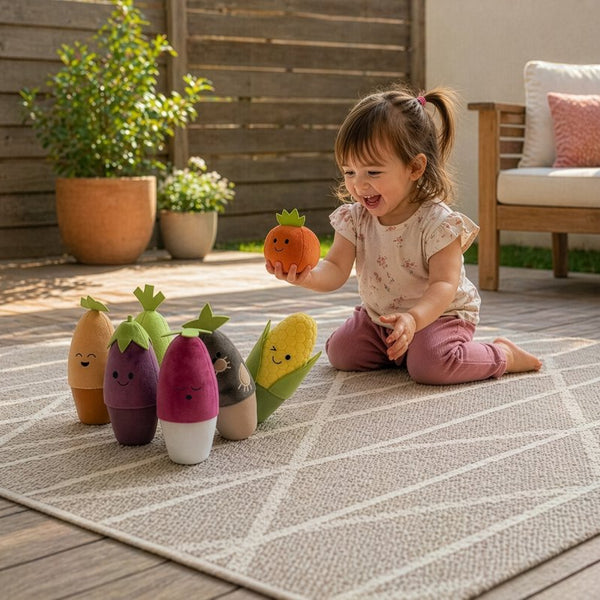 Set de Bowling Potager – Un adorable jeu de quilles en tissu pour bébé 🍅🥕 LITTLE BIG FRIENDS