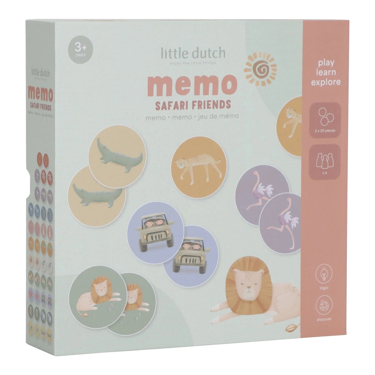 Jeu de mémo en carton – Safari Friends – Dès 18 mois LITTLE DUTCH