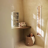 Panier de rangement Cloudy Rib Milky Coffee en tissu côtelé. Grand format pour organiser les essentiels de bébé avec style et douceur.