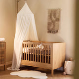 Panier de rangement Cloudy Rib Oatmeal, élégant et pratique en tissu côtelé. Idéal pour organiser le coin à langer ou décorer la chambre de bébé.