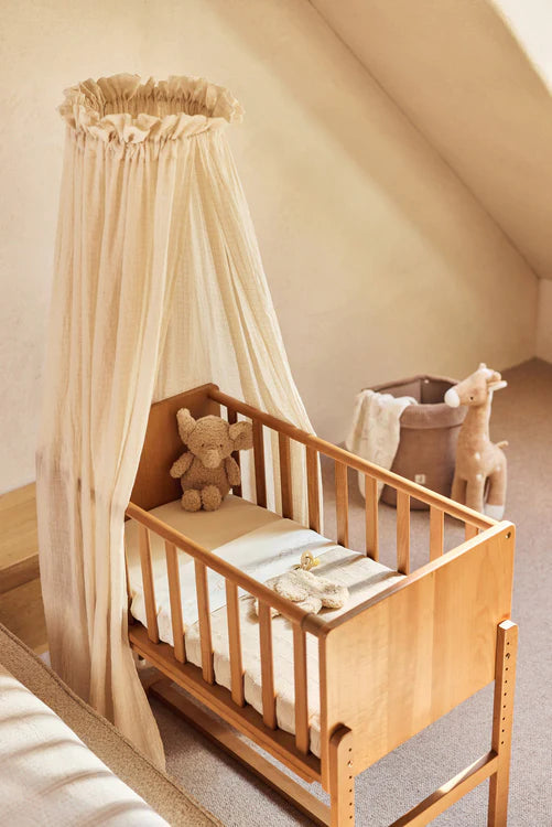 Panier de rangement Cloudy Rib Milky Coffee en tissu côtelé. Grand format pour organiser les essentiels de bébé avec style et douceur.