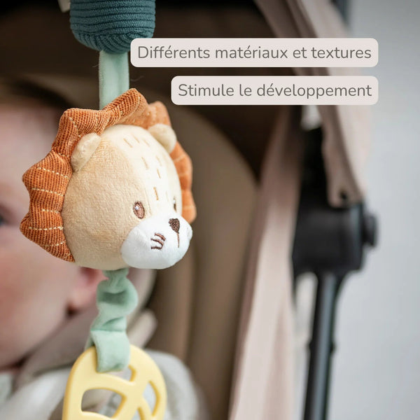 Jouet d'éveil sonore Lion Léon 28 cm – Nattou – Hochet à suspendre multicolore 🦁 NATTOU
