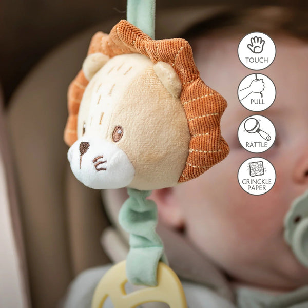 Jouet d'éveil sonore Lion Léon 28 cm – Nattou – Hochet à suspendre multicolore 🦁 NATTOU